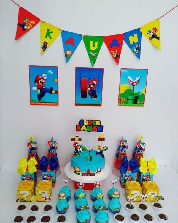 2 decoração simples e em casa festa Super Mario Bros @marcela barbosa da silva