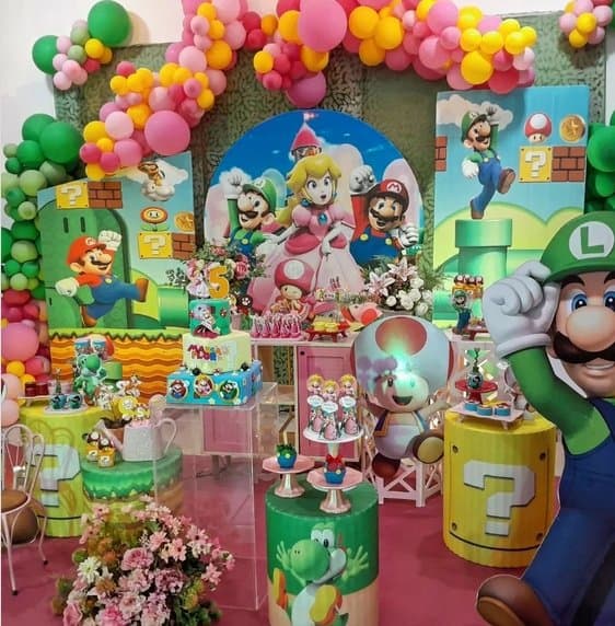 27 decoração festa menina Super Mario Bros @antenorezende