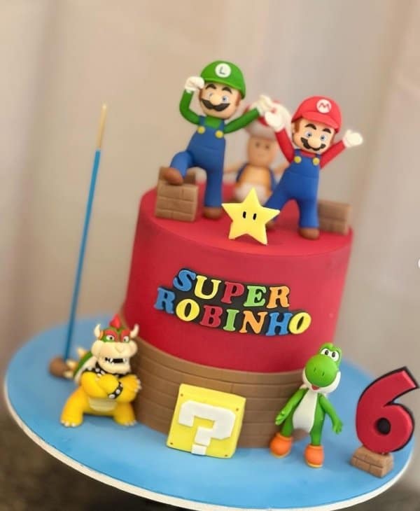 40 bolo decorado Super Mario Bros @gcakedesigner