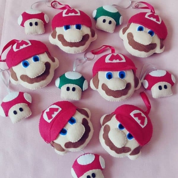 46 lembrancinha em feltro Super Mario Bros @ateliefofuricessil