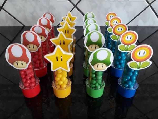 48 lembrancinha tubete Super Mario Bros @atelieramorepapel