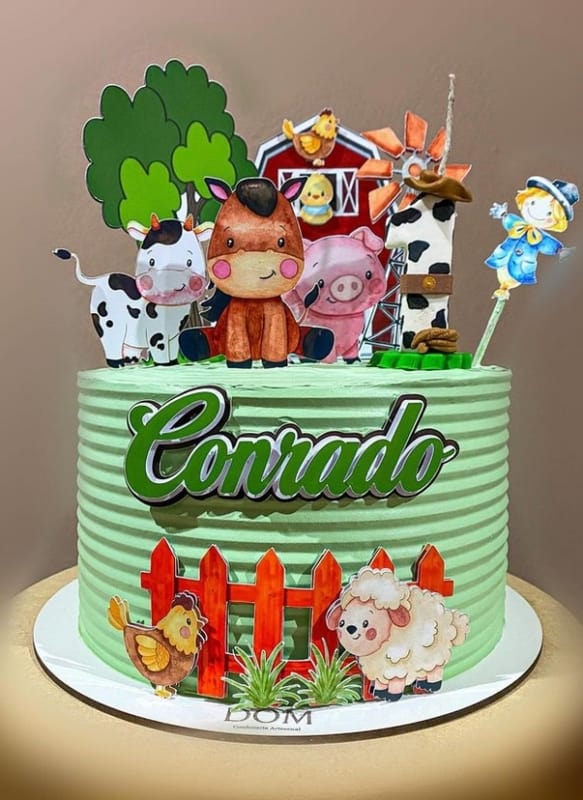 25 bolo decorado fazendinha mesversário @domconfeitariaartesanal