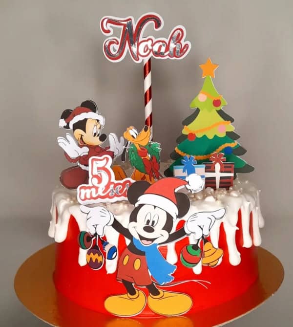 34 bolo mesversário natal Mickey @confeitariafannyadriene