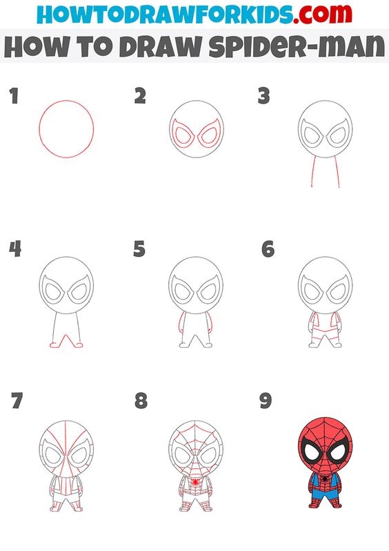 1 como desenhar Homem Aranha passo a passo How To Draw For Kids