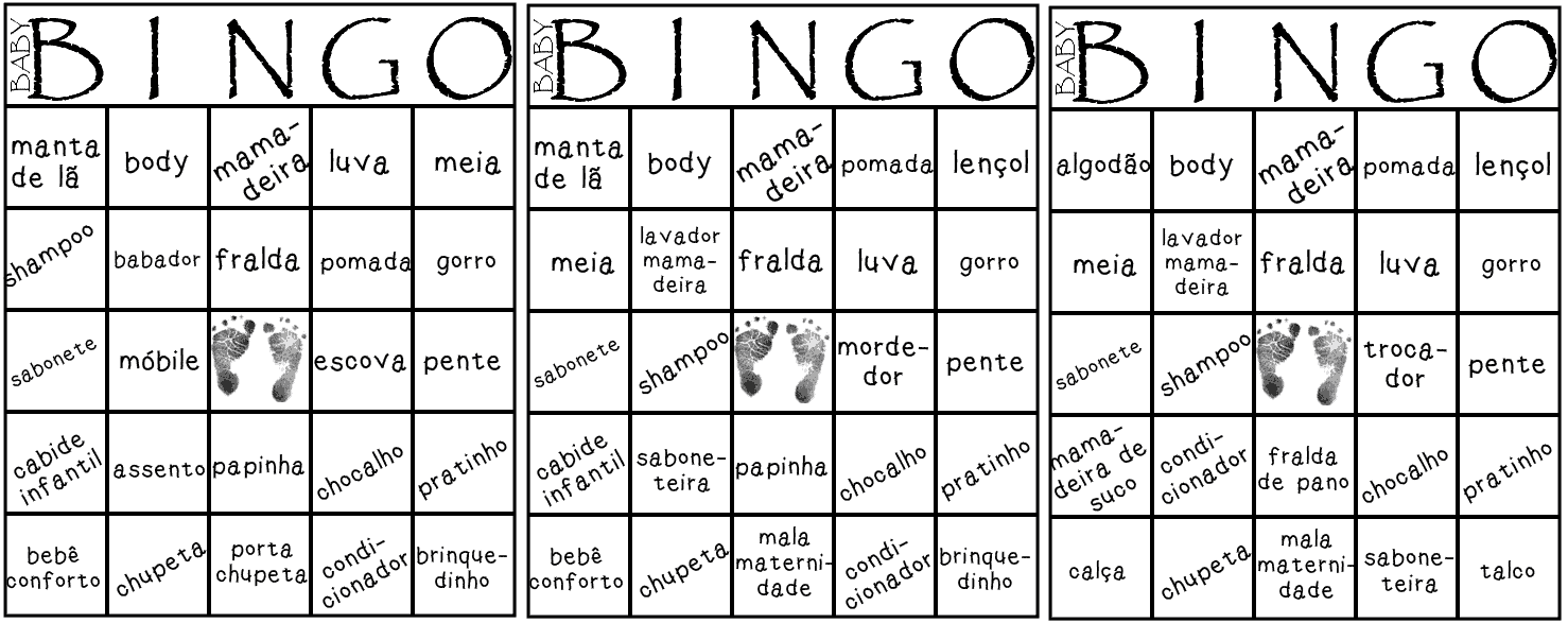 cartela de bingo para cha de bebe para imprimir