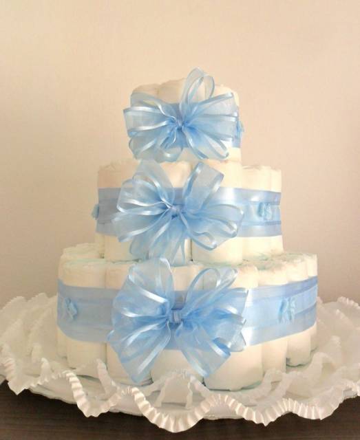 bolo de fraldas azul simples