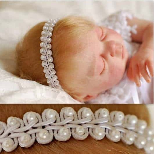 tiara branca bebê