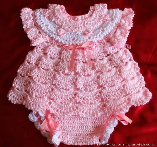 vestido de croche bebe com grafico