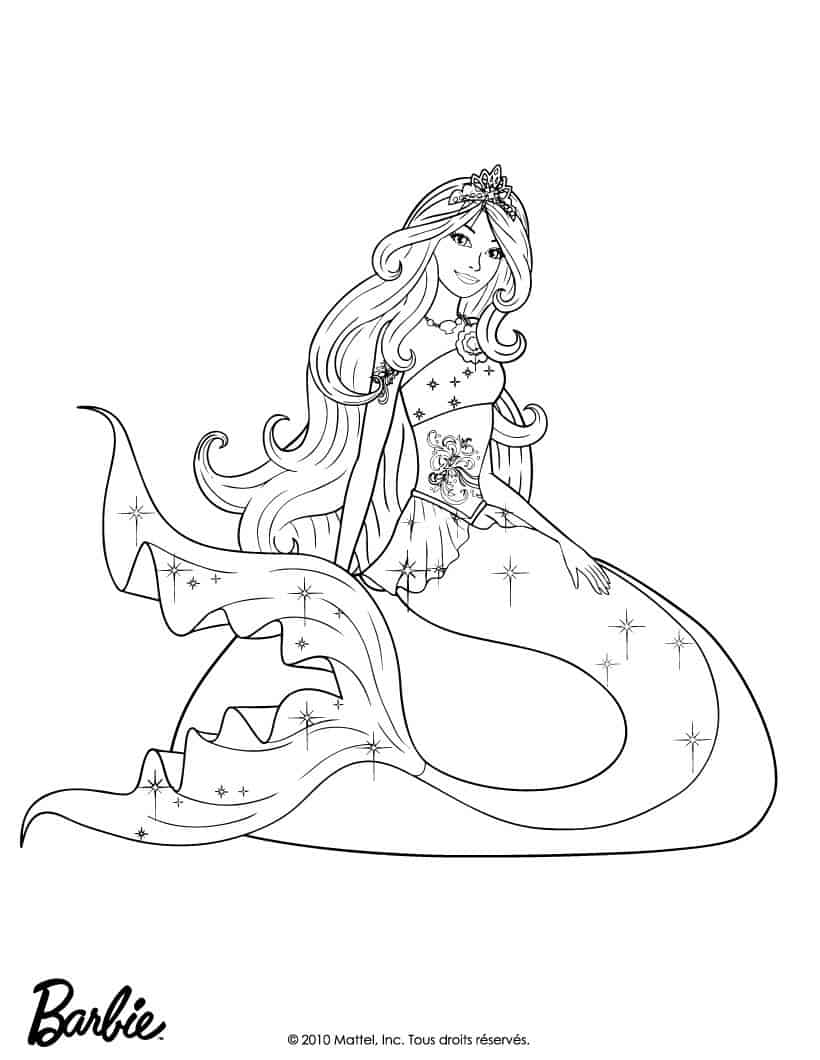 Desenho barbie sereia e o golfinho para colorir!