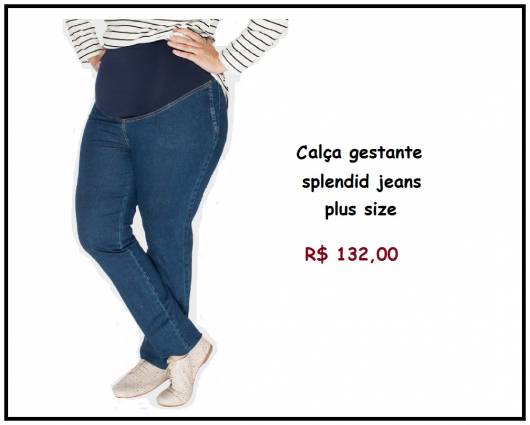 Modelo de calça gestante plus size da loja C&A, po 132,00 reais.