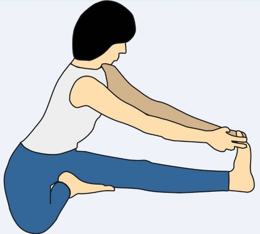 Desenho mostrando como alongar a perna para aliviar as câimbras na gravidez.