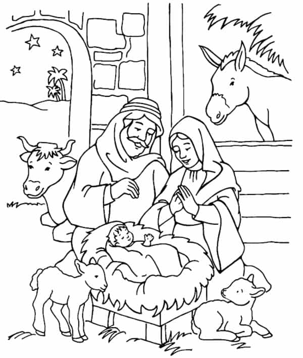 desenho Jesus na manjedoura