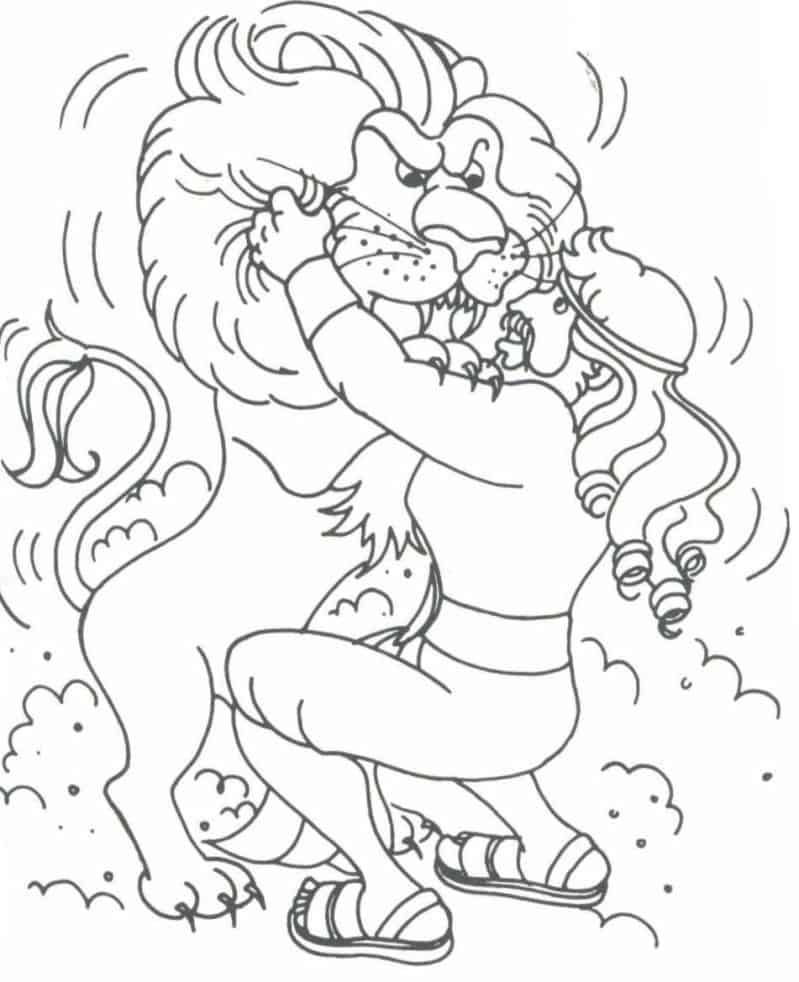 Sansão lutando com leão