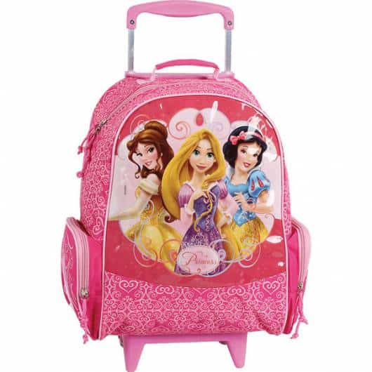mochila Princesas com rodinhas e três bolsos
