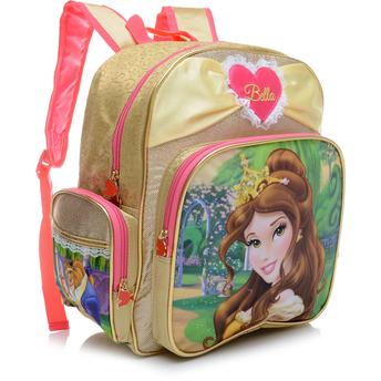 mochila Princesas de costas dourada e rosa