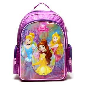 mochila Princesas da disney lilás com brilho