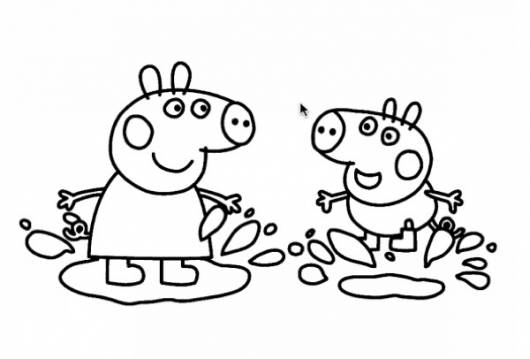 desenhos para colorir Peppa Pig brincando na lama