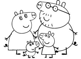 Desenho para colorir Peppa Pig e sua família · Creative Fabrica