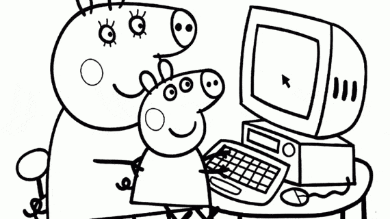 desenhos para colorir Peppa Pig usando o computador