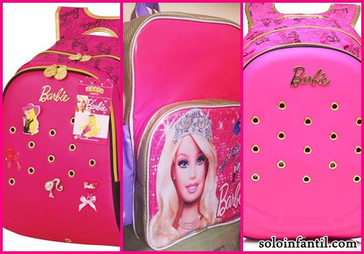 Mochila da Barbie modelos de costas rosa e douradas