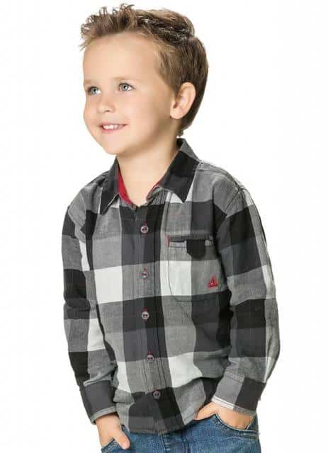 Camisa xadrez infantil masculina cinza