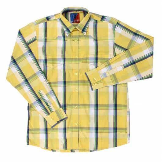 Camisa xadrez infantil masculina amarela com manga longa