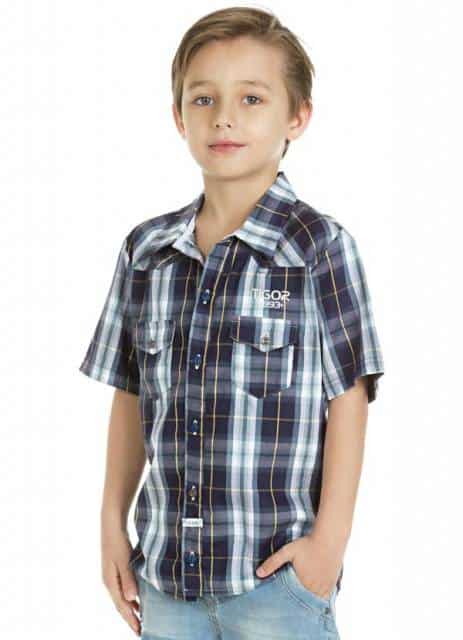 Camisa xadrez infantil masculina cinza com manga longa