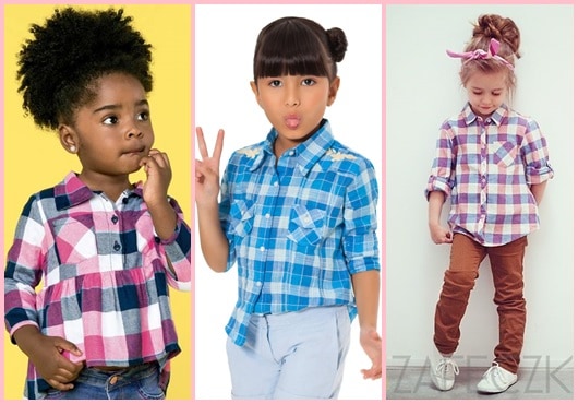 camisa feminina infantil xadrez