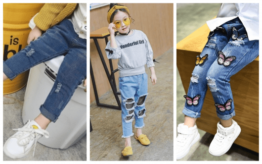 Você pode criar looks super estilosos com calças jeans infantis