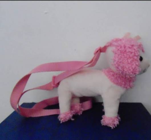 Bolsa infantil cachorro rosa e branca