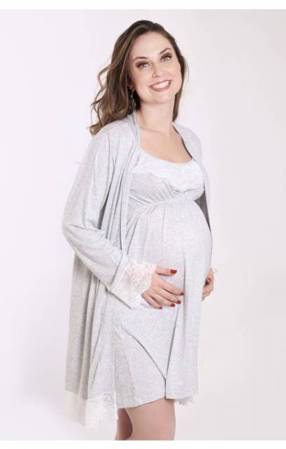 Camisola maternidade branca com robe