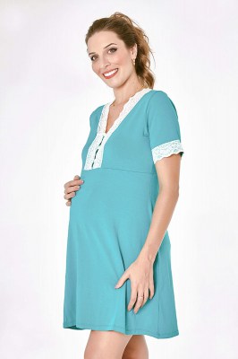 Camisola maternidade curta azul claro