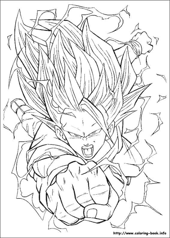 Desenho de Super Sayajin em Fúria para colorir