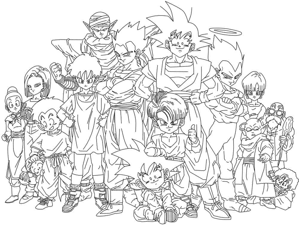 40 desenhos de Dragon Ball Z para colorir, pintar, imprimir grátis