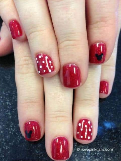 nail art Minnie vermelha