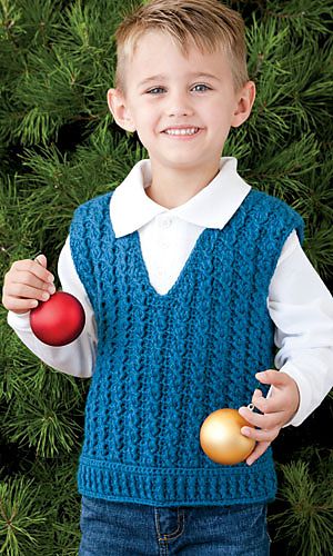 Colete Infantil Masculino: Em crochê azul