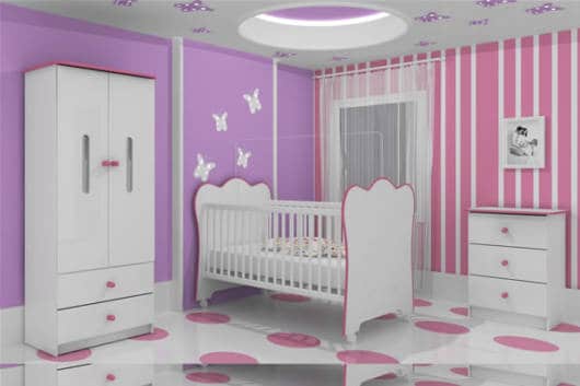 quarto de bebê rosa e lilás