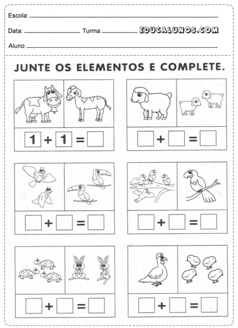 Matemática para crianças: exercícios