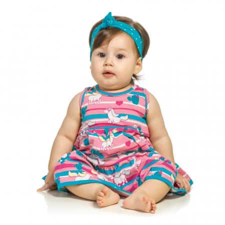 Vestido baby com estampa de unicórnio