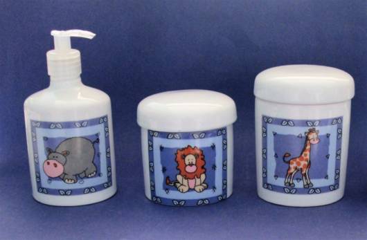 kit higiene safari azul com animais