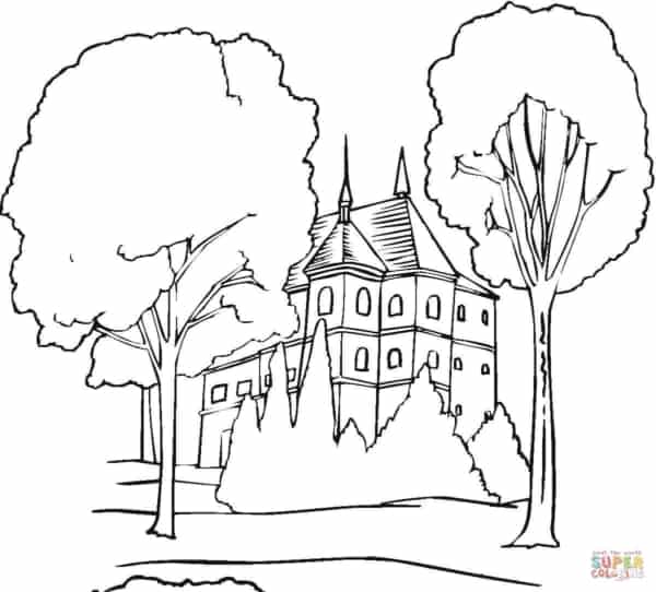 desenho de castelo para colorir
