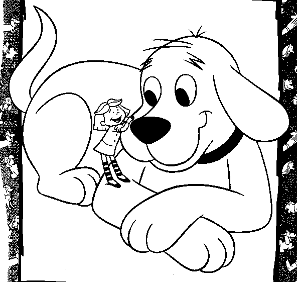 Cachorro e menininha para colorir