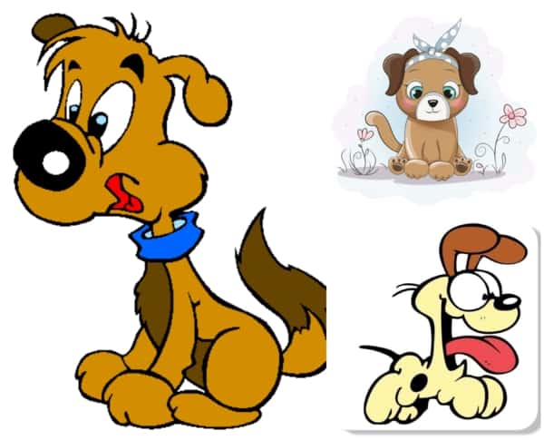 página para colorir. imagem para colorir com cachorro fofo ou cachorrinho.  conjunto de clipart de animais de desenho animado para pôster de berçário,  impressão de camiseta, vestuário infantil, cartão de saudação, papel