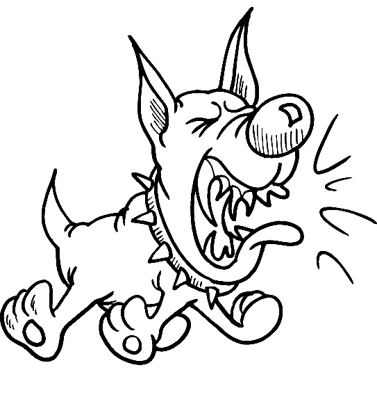 Desenho de cachorro para colorir latindo bravo