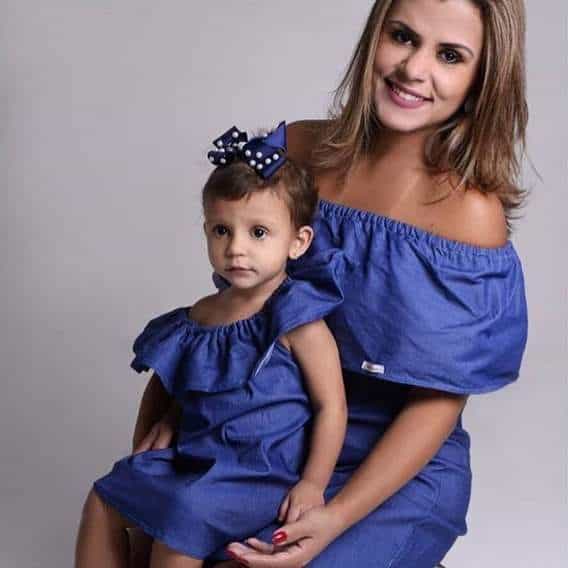 vestido mae e filha jeans