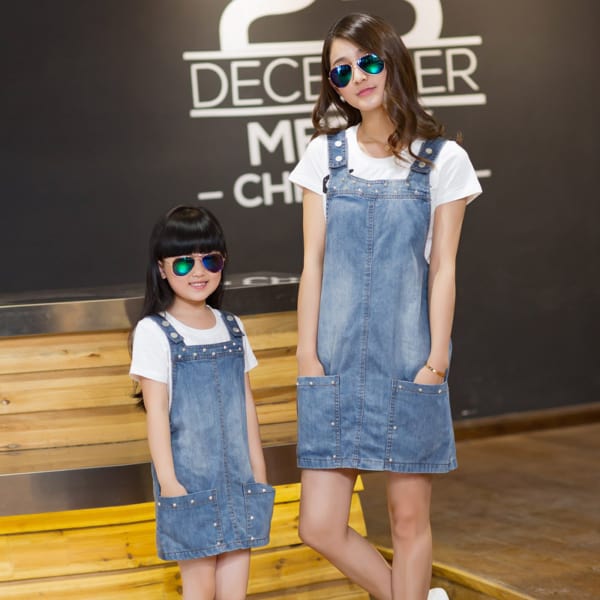 vestido mae e filha jeans