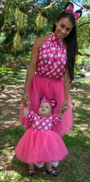 vestido tal mãe tal filha para festa da Minnie rosa