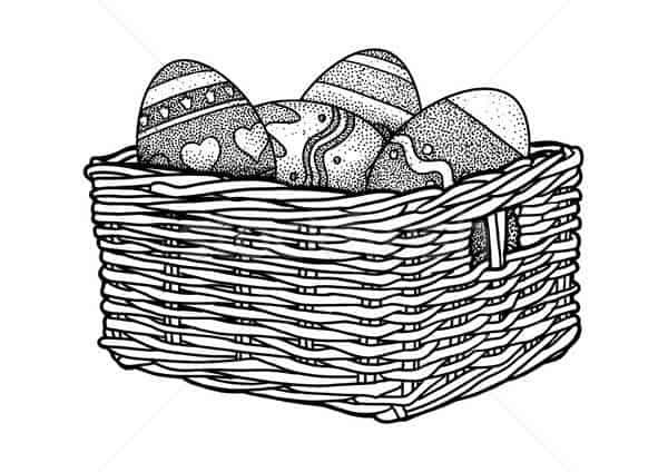 desenho de ovo de Páscoa com cesta