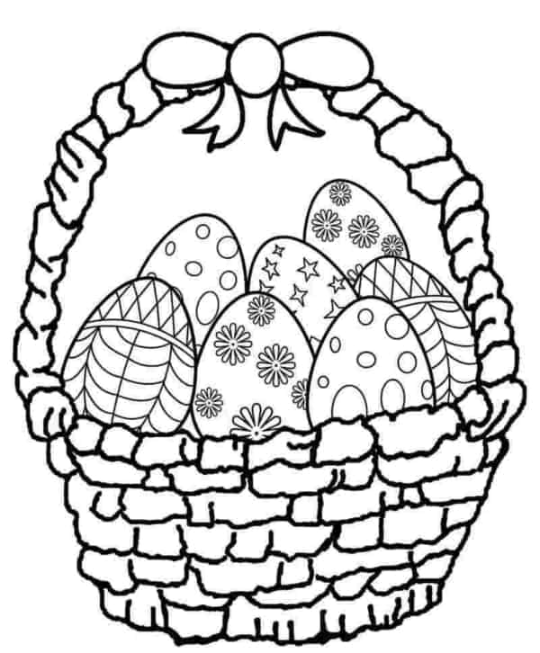 desenho de ovo de Páscoa com cestinha