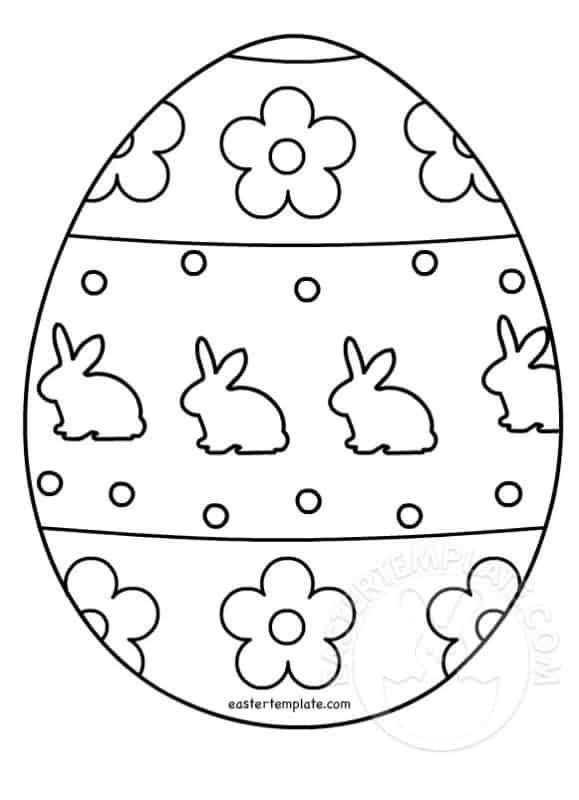 desenho de ovo de Páscoa com coelhinhos